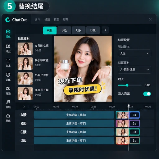 ChatCut 在多个 UGC 广告版本中替换结尾行动引导